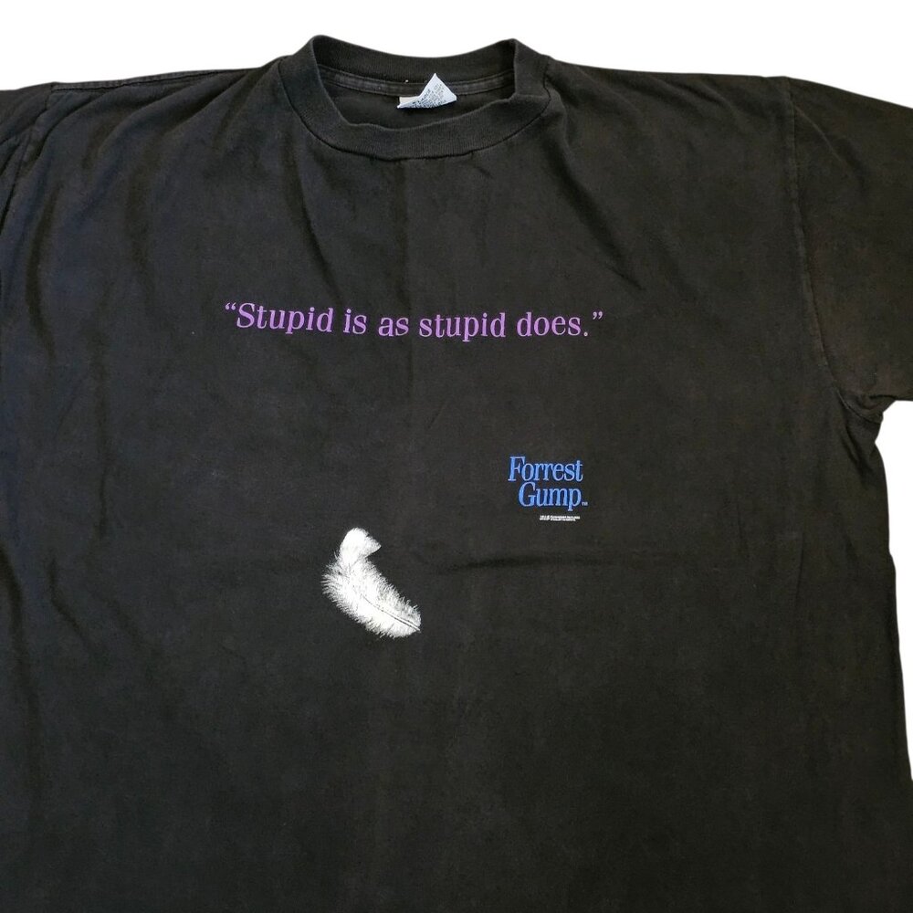 VTG Stanley Desantis Tshirt Forrest Gump Stupid Is As Stupid Does Sz XL Faded‎